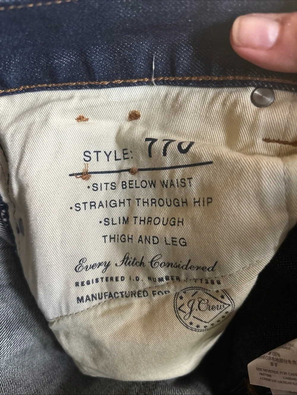 J. Crew Men's 770 Slim Straight Jeans 100% Japanese Cotton 33x32 unworn PERFECT